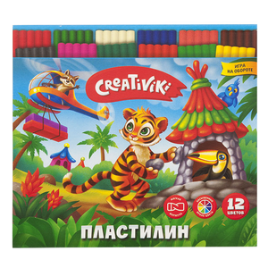 Пластилин 12цв 180г + стек Creativiki