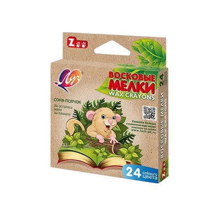 Мелки цв.восковые 24цв. "ZOO"8*90мм шестигранные к