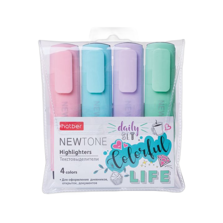 Текстовыделители набор 4шт 1-5мм NEWtone PASTEL то