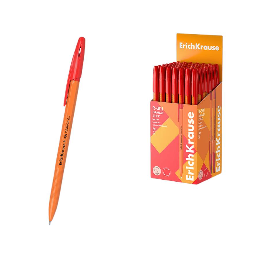 Ручка шар. красный 0,7мм R-301 желт.корп.Orange Er