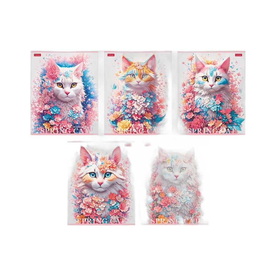 Тетрадь 48л кл. "Spring cat" скругл.углы 65гр ассо